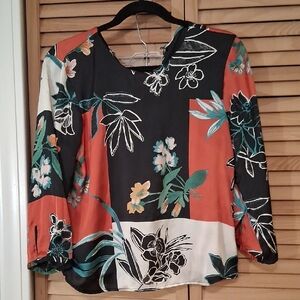 Zara Floral Blouse - Black, Red, Cream